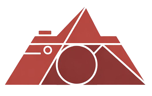 Red Mountain Photography logo, a mountain peak and camera